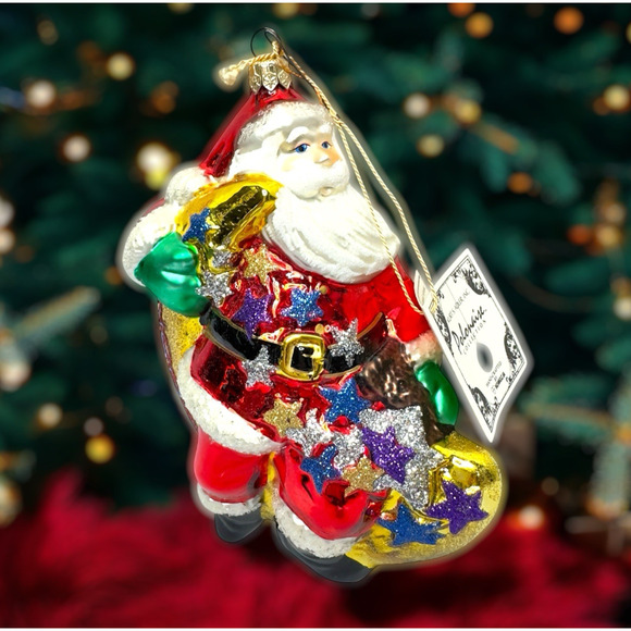 KURT ADLER Santa on Moon Xmas ornament Vintage Blown Glass Komozja Poland 2000 - Picture 1 of 14
